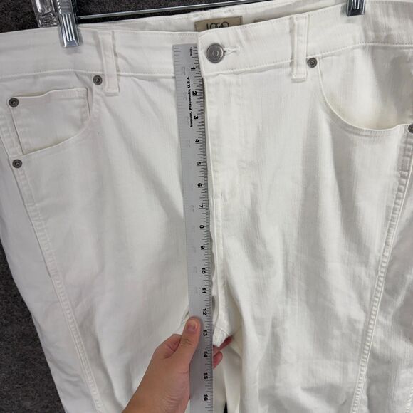 Logo Lori Goldstein Jeans Women 20W Plus White Denim Light Wash High Rise Barrel - Picture 4 of 9